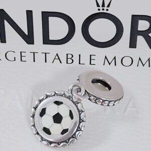 Pandora Goal! Soccer Dangle Charm S925 Sterling Silver Bracelet Pendant with box
